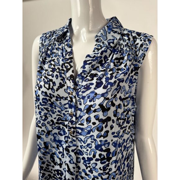 Dana Buchman Sleeveless Blue Animal Print Blouse M - Picture 14 of 16
